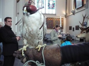 Valkenier bij jachtmis in Deurne in oktober 2014 (Foto: BR)